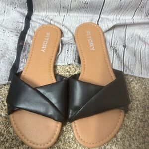 Fitory Women's Black Slide Sandals size 8